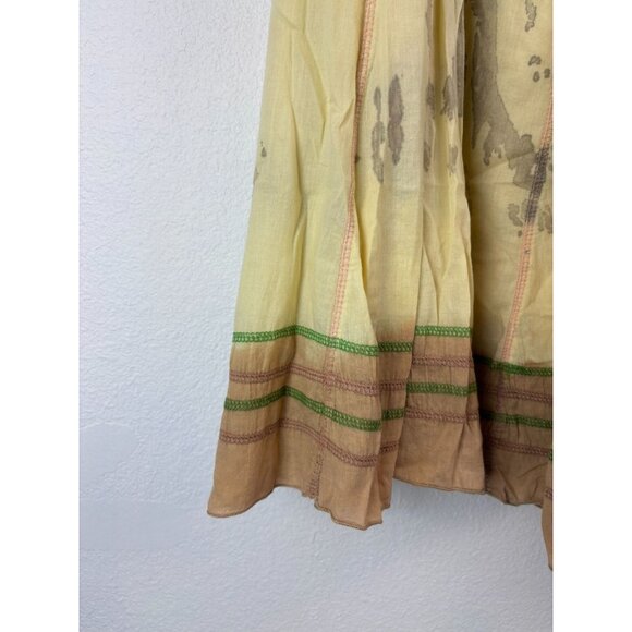 Lana B. Vintage women's large yellow tie dye boho midi gypsy skirt embroidered - Picture 5 of 11